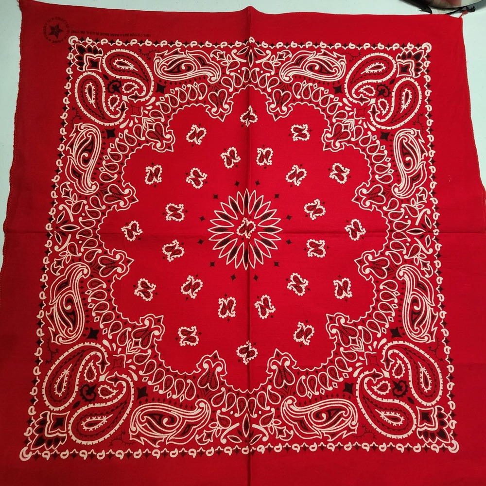 Hav-A-Hank Red Paisley Bandana 100% Cotton Made in USA RN 15187 Square Scarf